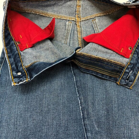 Tommy Hilfiger Jean Pencil Skirt Side Slit Distressed Medium Wash Womens 6 Logo - Picture 10 of 11